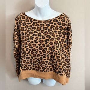 Poppy & Peonies Leopard Print Lounge Top Brown Medium NWT